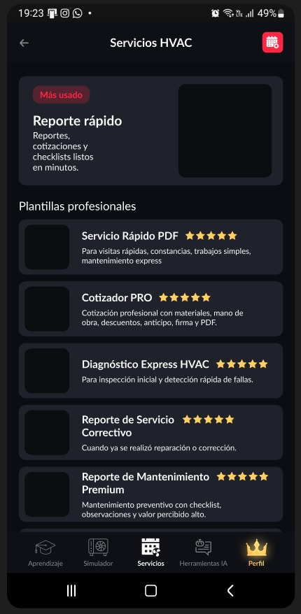 Plantillas de servicios HVAC